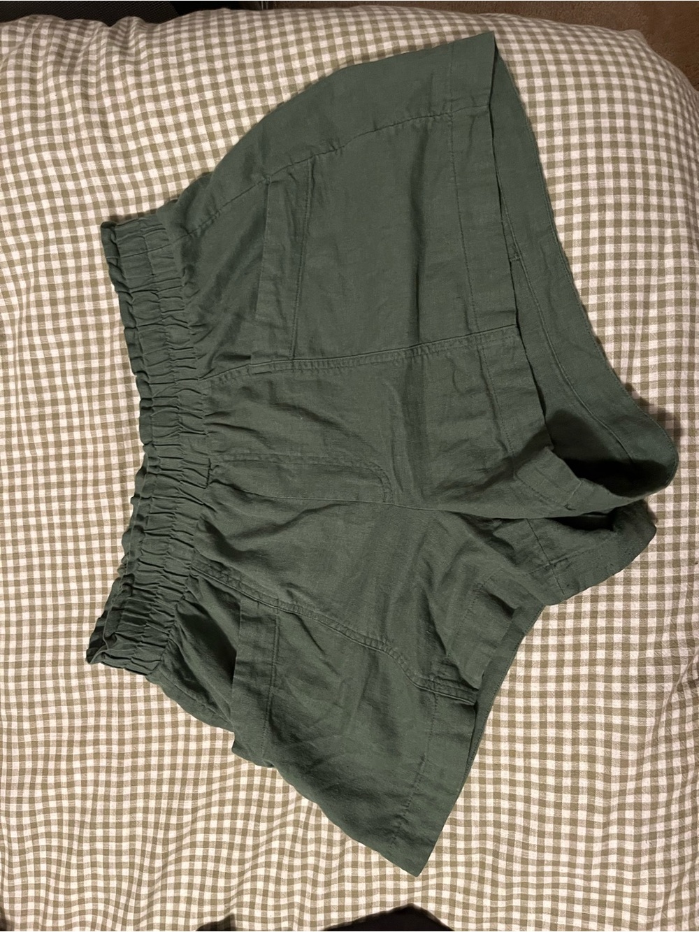a new day Olive Green Elastic-Waist Linen-Blend Shorts